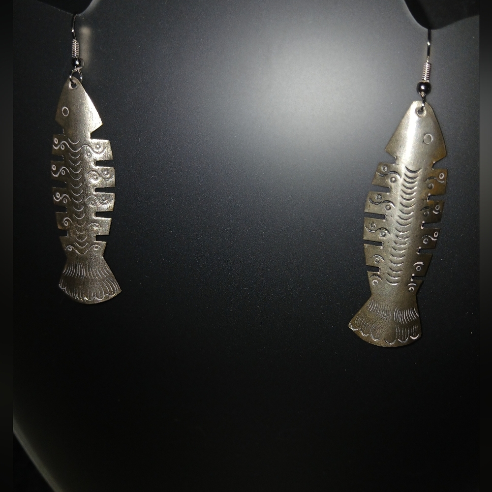 Vintage Silver Fish Earrings